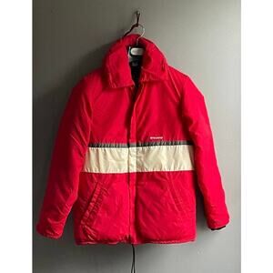 Vintage‎ Stearns Flotation PFD III Red Full Zip Coat Jacket Adult Sz S USA Hood
